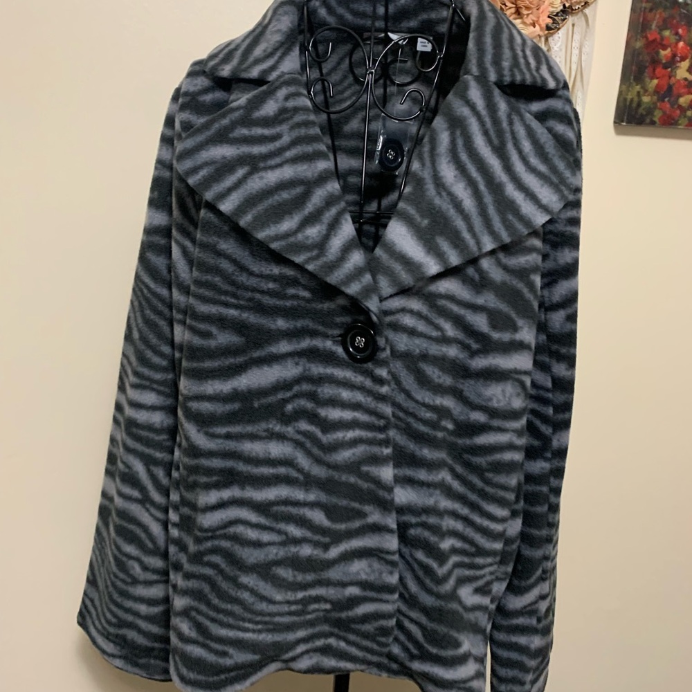 Susan Graver Black and Gray Zebra Print Cape Jacket